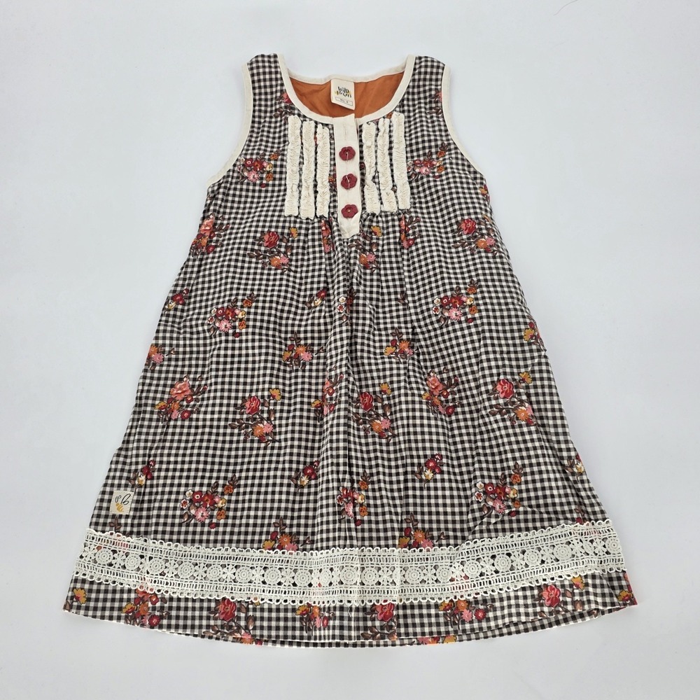 Wild Flowers Girls Dress 6 Boho Prairie Twirl Lace Outdoor Farm Life Linen Blend